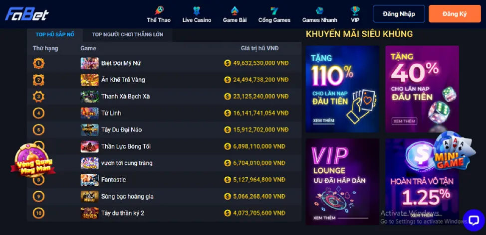 Nạp tiền vào lg88